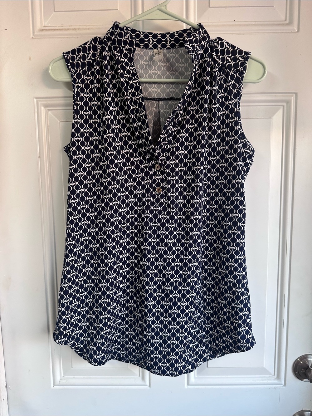 Navy Geometric Sleeveless V-Neck Camisole